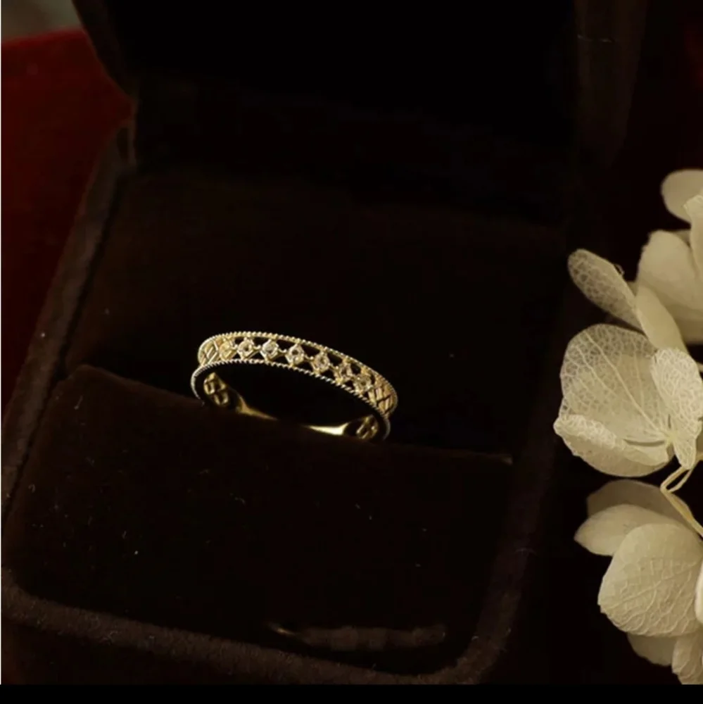 NEW 18k Gold Vermeil Diamond Cut Lattice Band Ring - Picture 3 of 7